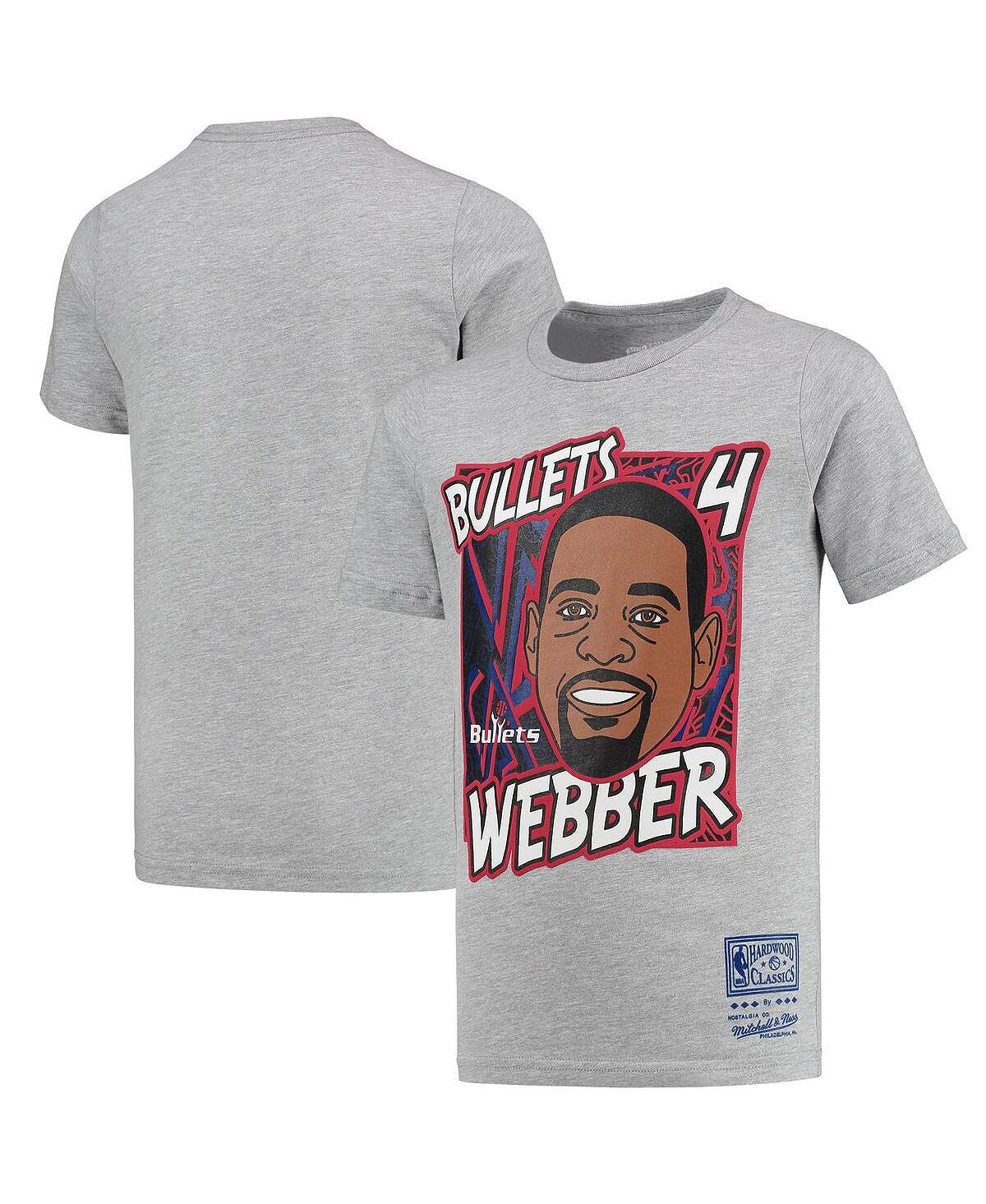 

Футболка Big Boys Chris Webber Heathered Grey Washington Bullets Hardwood Classics King of the Court Player Mitchell & Ness