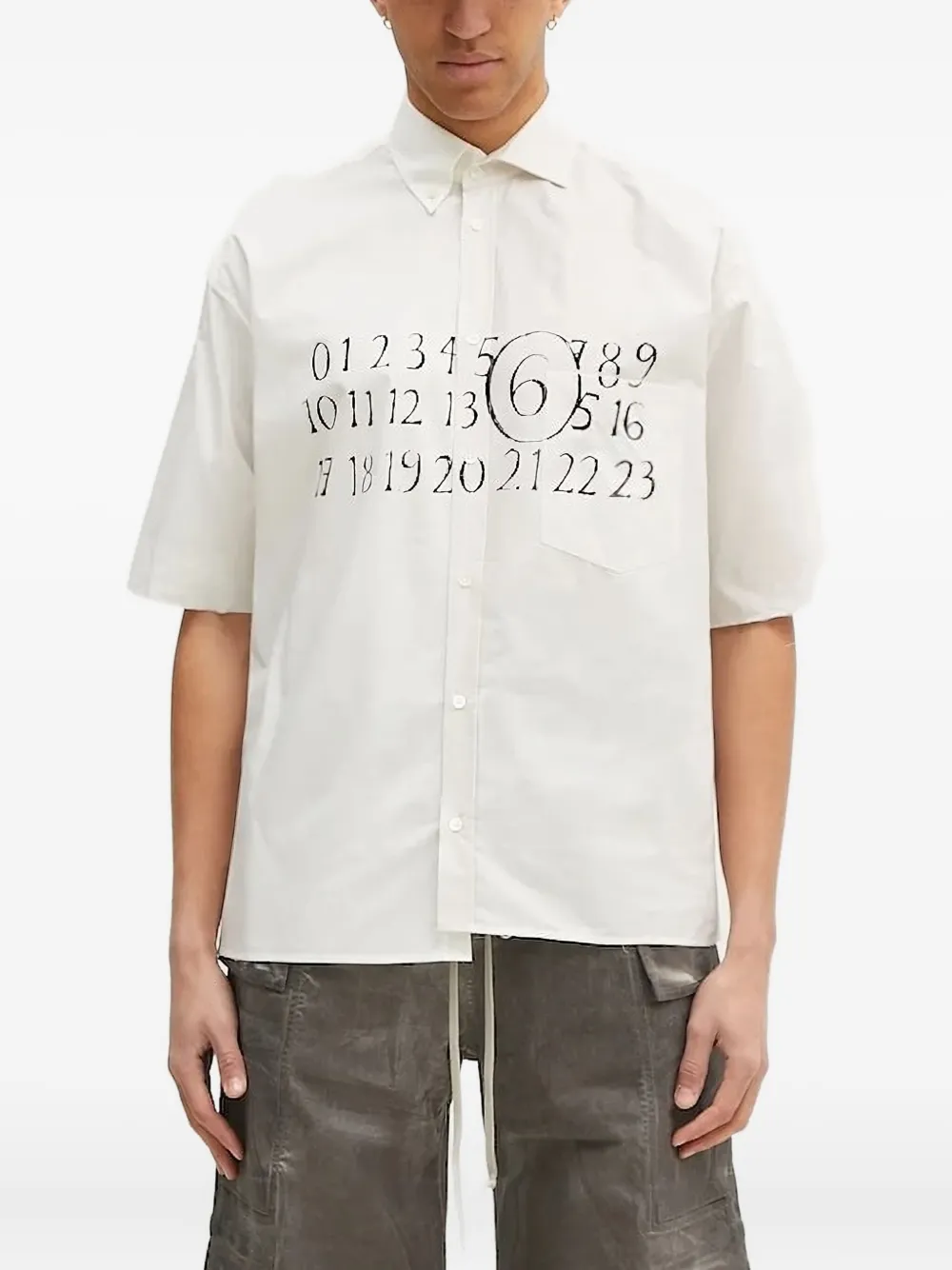 

Рубашка с короткими рукавами и принтом Mm6 Maison Margiela, белый