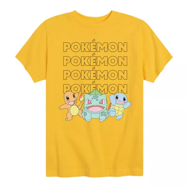 

Футболка для мальчиков 8-20 лет с пастельным принтом Pokemon Partners Trio Licensed Character, желтый