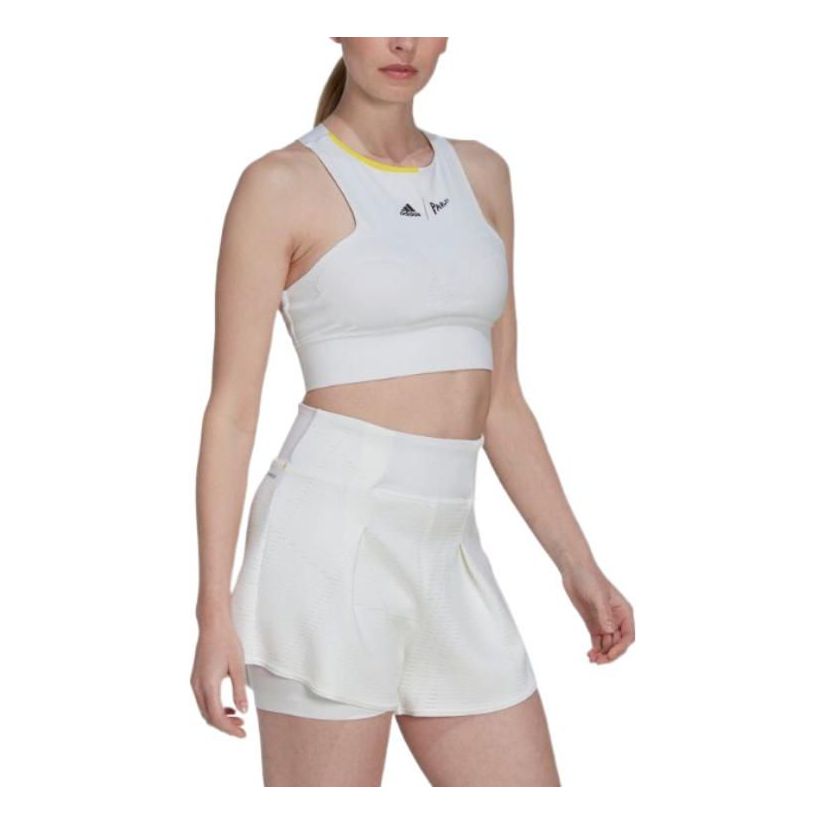 Бюстгальтер (WMNS) adidas London Crop Sports Bra 'White' — фото 2