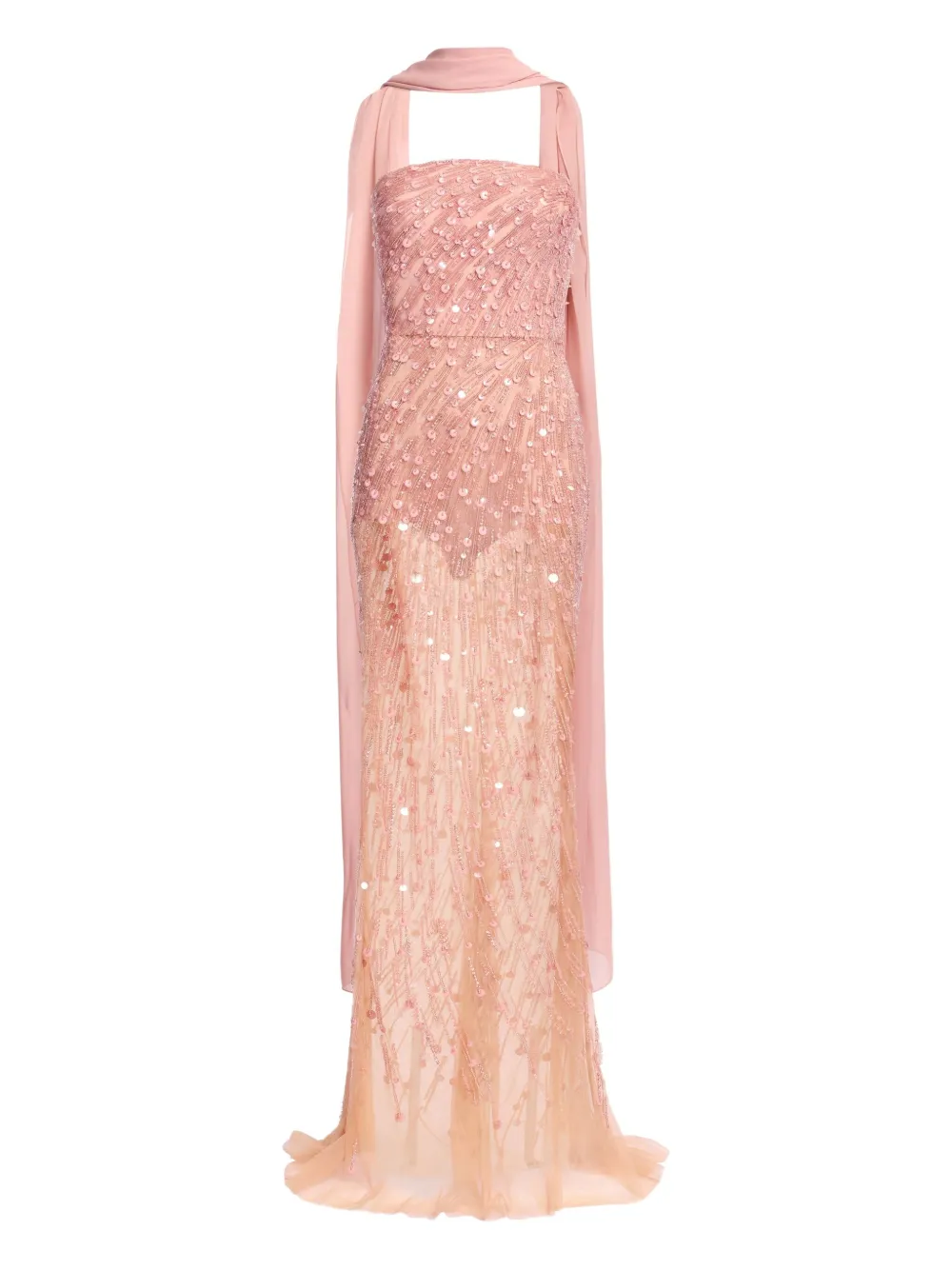 

Макси-платье без бретелек с вышивкой из бусин Elie Saab, розовый