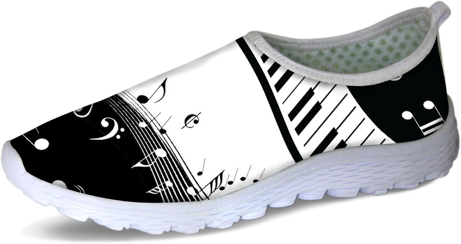 

Женские прогулочные кроссовки Forchrinse Music Note, мужские слипоны GO Walk с мягкой сеткой, легкая рабочая обувь, белый