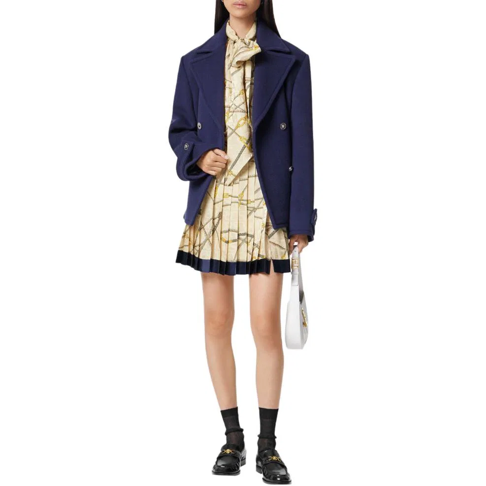 Юбка плиссе с принтом логотипа, высокая талия VERSACE, Light Yellow — фото 3
