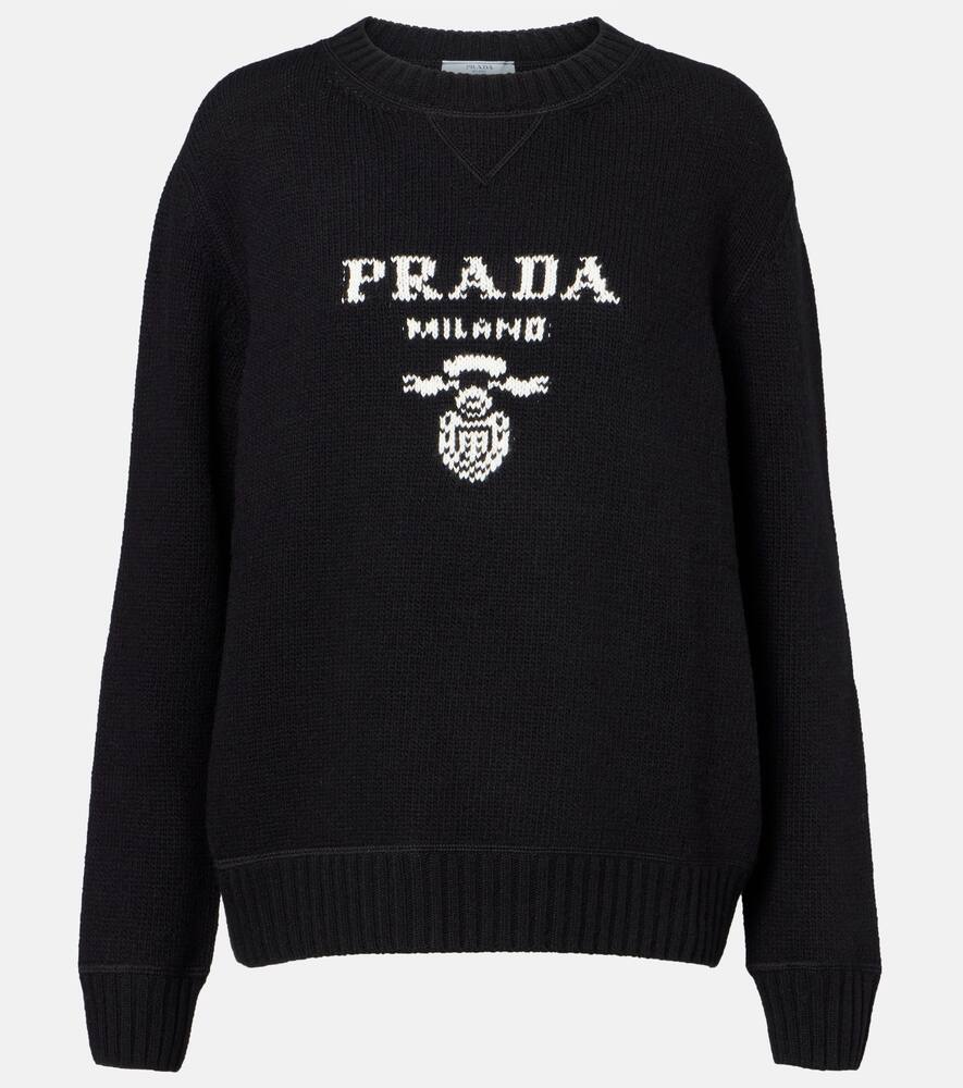 

Шерстяной свитер с кашемиром Logo Prada, Black