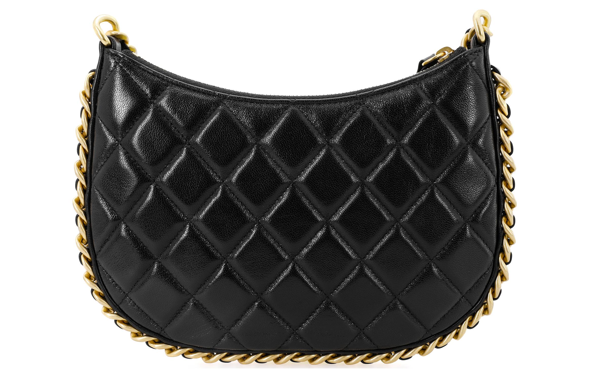 Сумка-хобо из ягненка, через плечо, женская черная CHANEL — фото 3