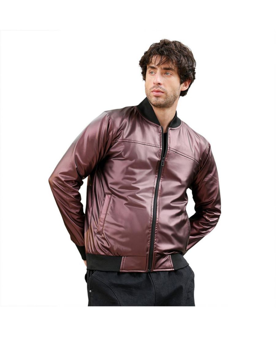 

Мужская куртка-бомбер шоколадно-коричневого цвета с лакированными вставками Campus Sutra, Brown