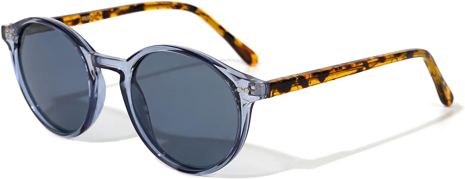 

Винтажные маленькие круглые солнцезащитные очки TIJN для женщин и мужчин, стильные поляризованные цветные линзы UV400, тонированные солнцезащитные очки, классические солнцезащитные очки, 02.blue Tortoise Frame / Blue Lens