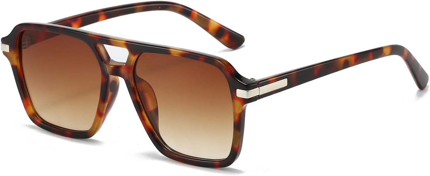 

Солнцезащитные очки-авиаторы GIFIORE квадратной формы для мужчин и женщин, модные винтажные, с двойной перемычкой, в черной черепаховой оправе, в стиле 70-х, Tort/Brown