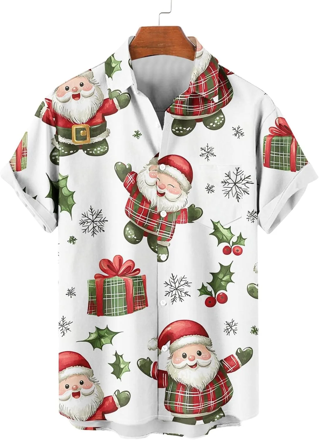 Мужская рубашка с коротким рукавом и принтом Funny Printed Christmas — фото 3