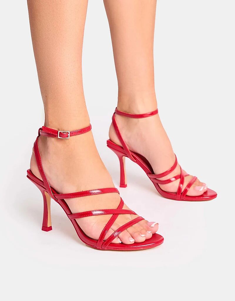 Туфли Public Desire Free Spirit на среднем каблуке с круглым носком и ремешками, красные — фото 4