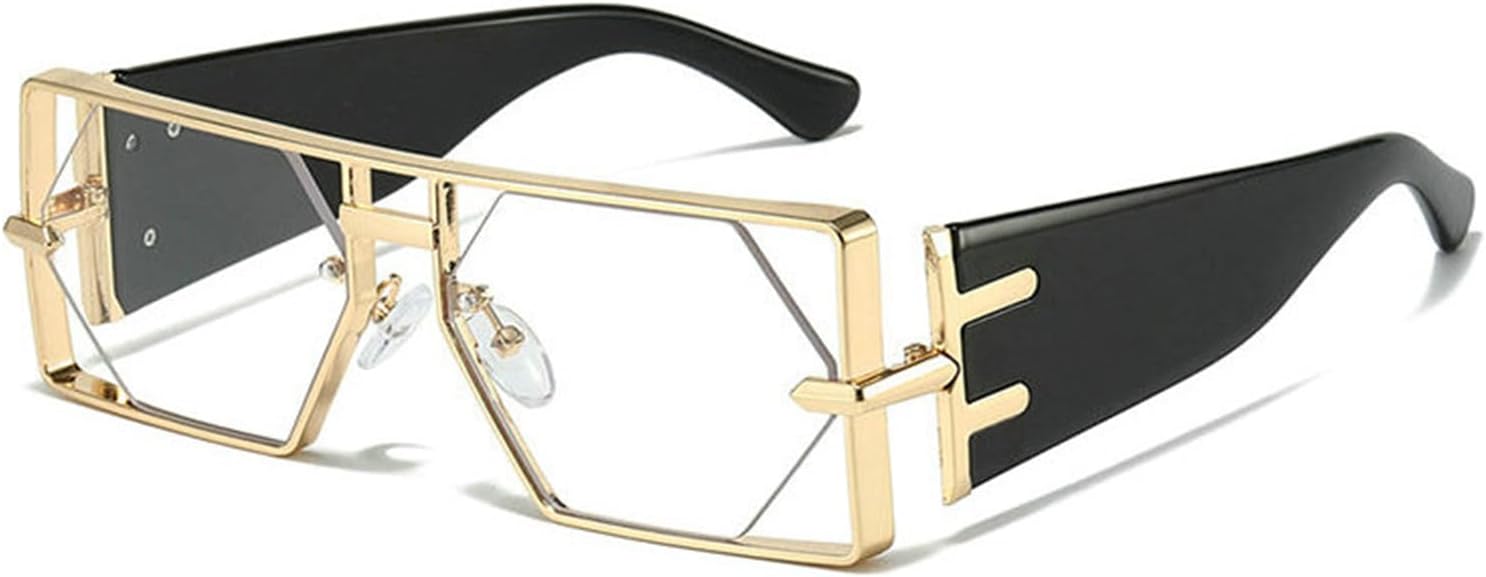 

Willochra Уникальные солнцезащитные очки Y2K для женщин и мужчин, роскошные прямоугольные металлические панк-очки, нестандартная форма, защита от ультрафиолета UV400, C6