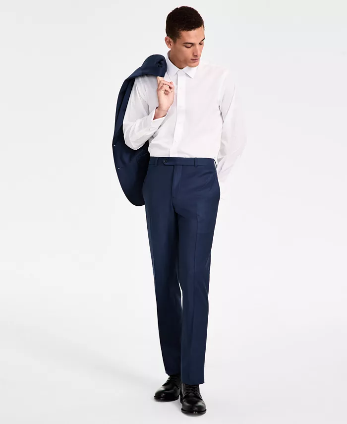 

Мужские классические брюки для костюма из смесовой шерсти с эластаном Brooks Brothers, синий