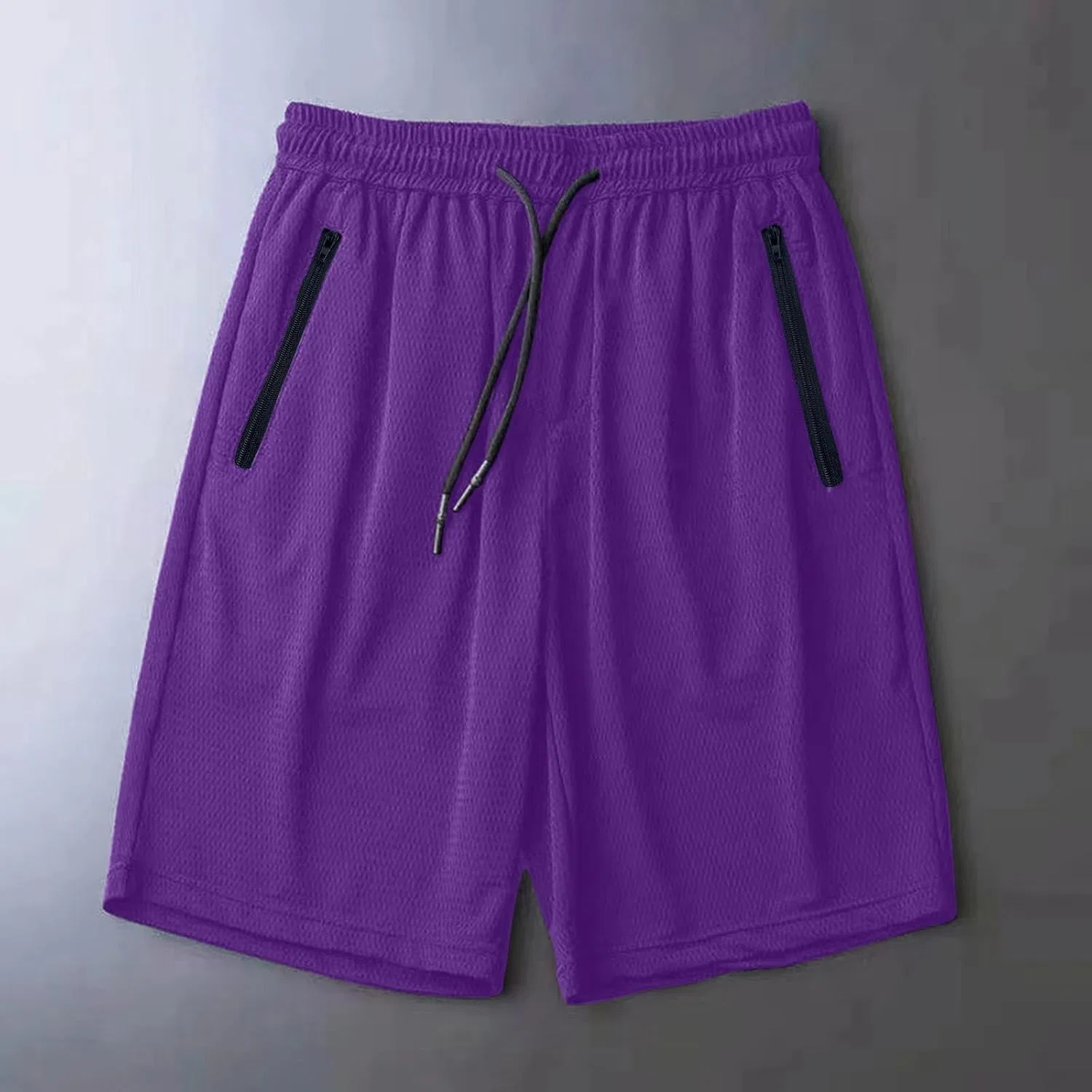 Шорты женские спортивные с сеткой, завязками и карманами на молнии, Purple — фото 2