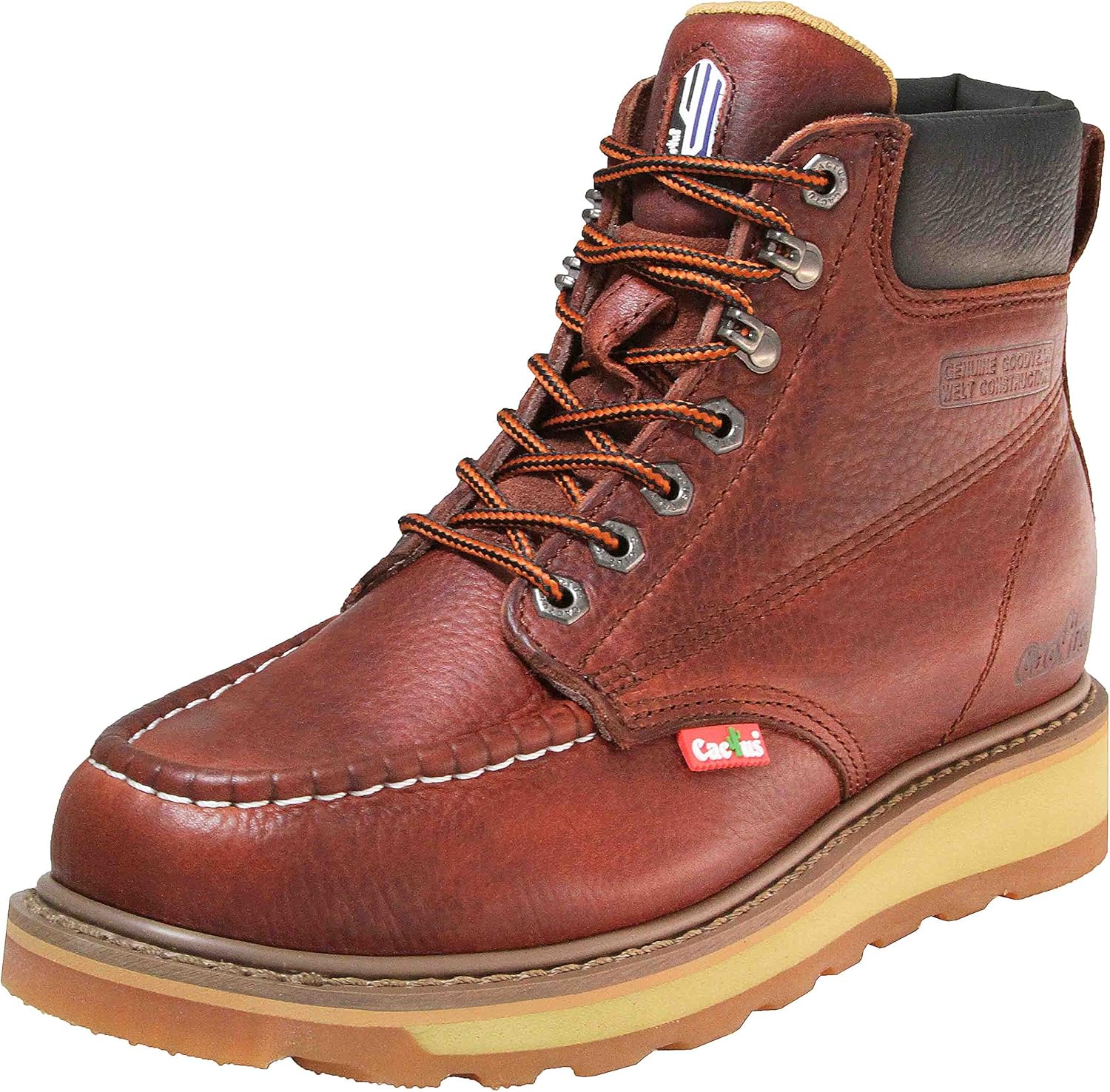 

Мужские ботинки Cactus, 15 см, усиленные, с мягким носком, настоящая стелька Goodyear, из премиальной кожи полной выделки, удобные, прочные, маслоустойчивые, для кровельных работ, промышленности и строительства Cactus Work Boots, винный