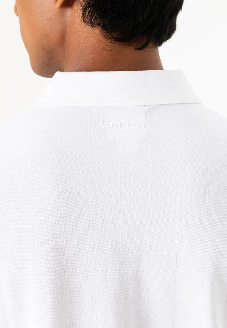 Поло, джаккардовая полоска, Calvin Klein, ярко-белый — фото 3