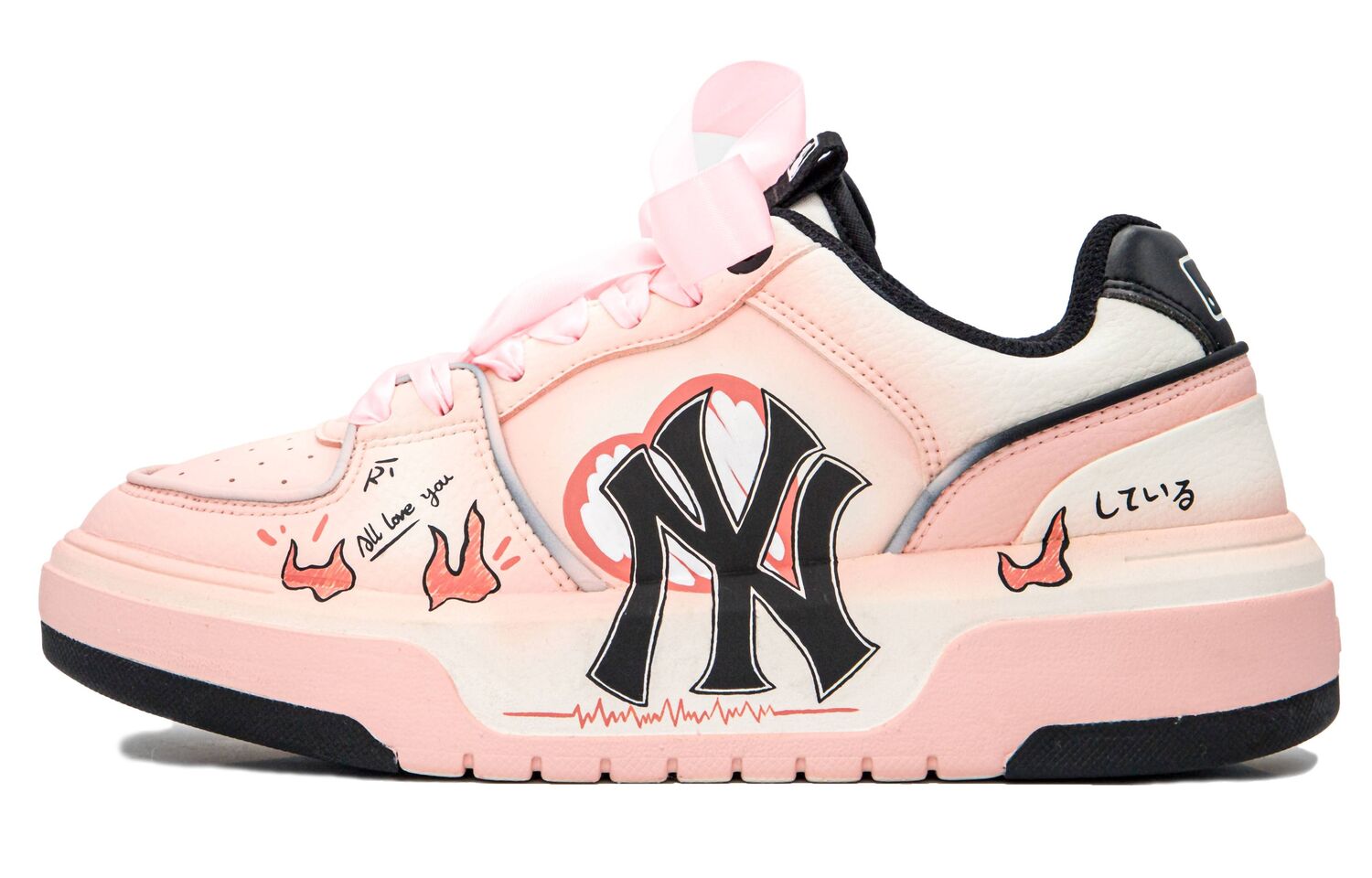 

Chunky Liner Sweet Love устойчивые к истиранию легкие нескользящие низкие кроссовки для скейтбординга Unisex MLB, strawberry розовый