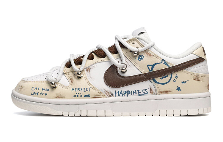 

Кроссовки Nike Dunk Skateboard Shoes Women's Low-Top Beige White/Brown