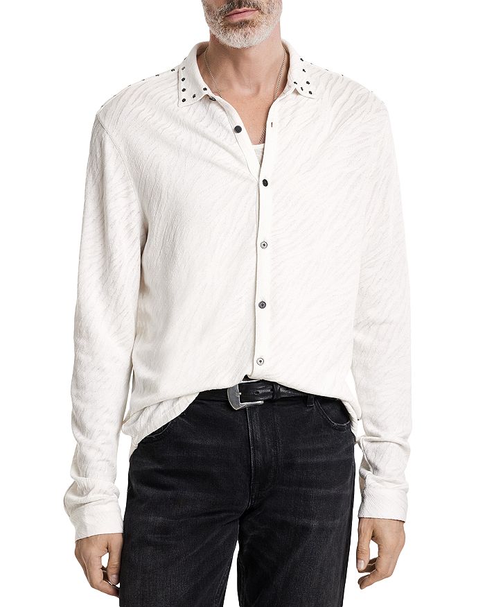

Franz Regular Fit Жаккардовая рубашка с заклепками John Varvatos, белый