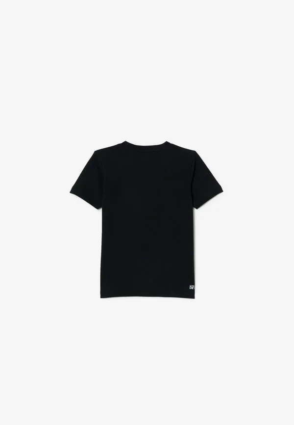 Классическая спортивная футболка с логотипом, унисекс, базовая футболка Lacoste, Black — фото 2