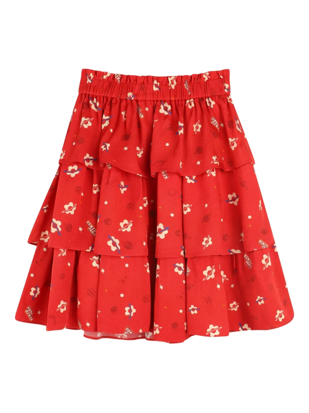 Юбка с оборками и цветочным принтом Kenzo Kids, красный — фото 2