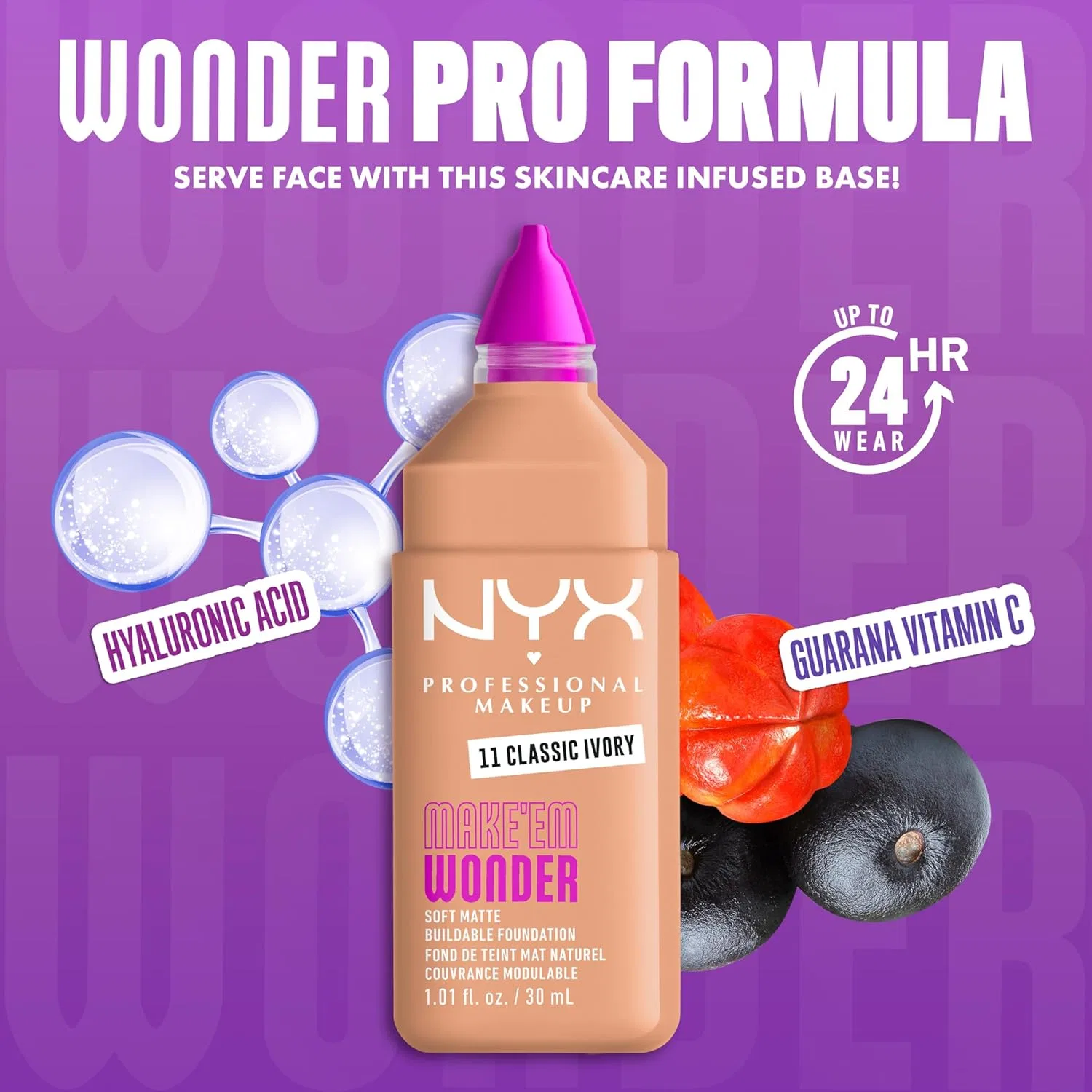 Тональная основа «Make 'Em Wonder Foundation» от NYX Professional Makeup Nyx Professional Makeup, Classic Ivory — фото 4