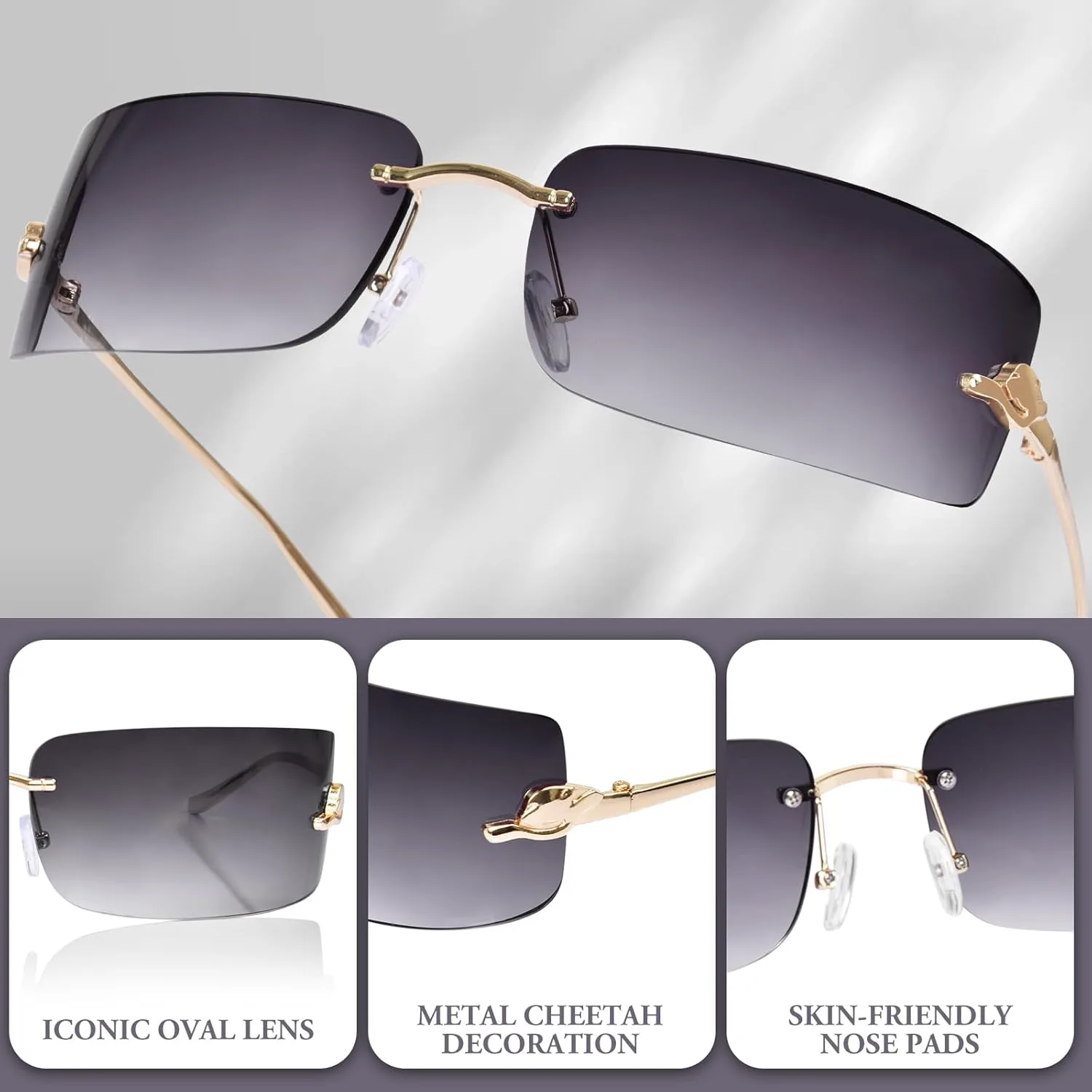 

Солнцезащитные очки OPTOFENDY Y2K для женщин, без оправы, в стиле ретро, ​​с металлическим корпусом, защита от УФ-излучения UV400, модель OP2513, Gradient Black