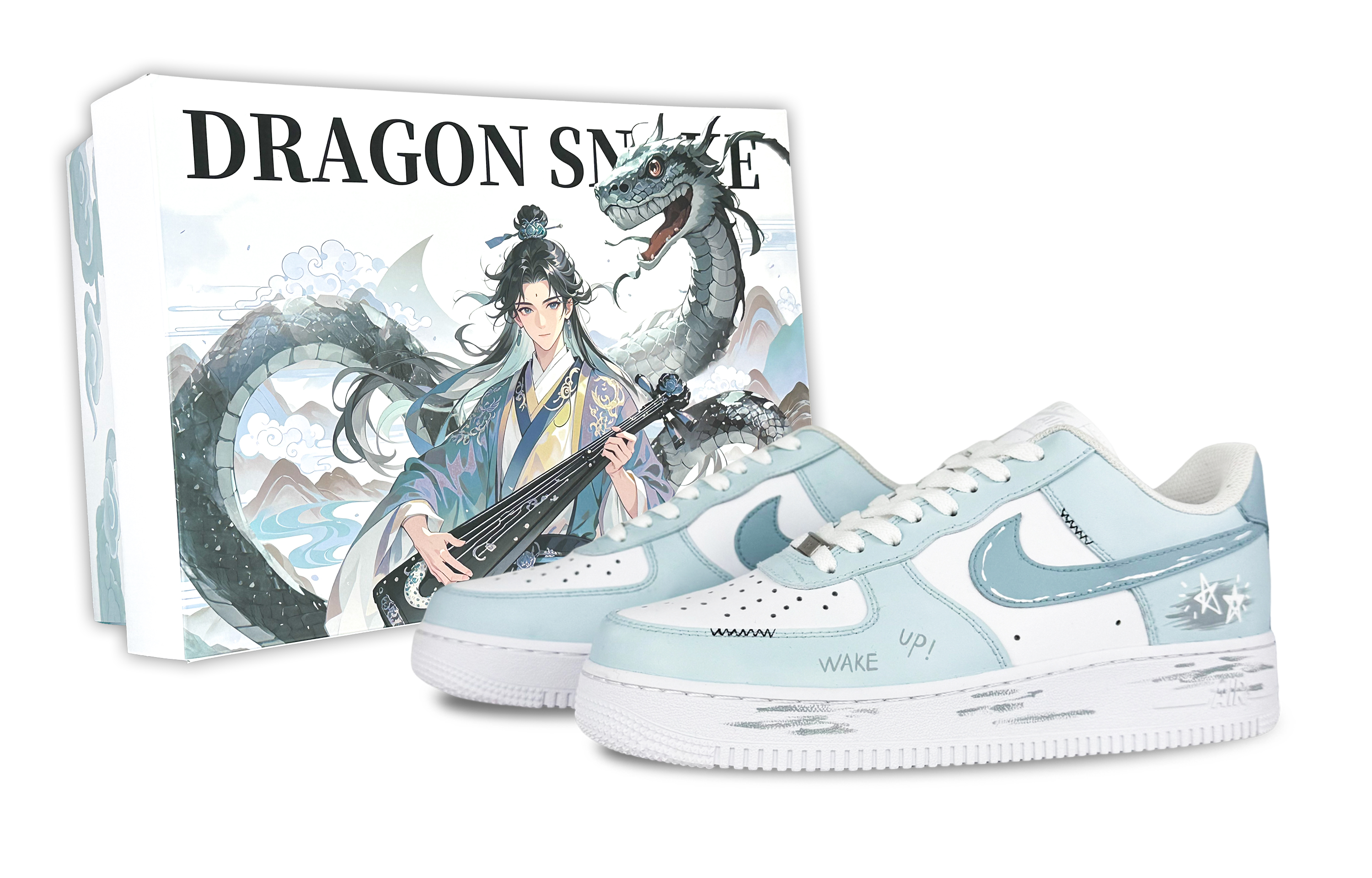 

Nike Air Force 1 Realm Of Sky нескользящие устойчивые к истиранию низкие детские скейтбординг кроссовки light blue для подростков