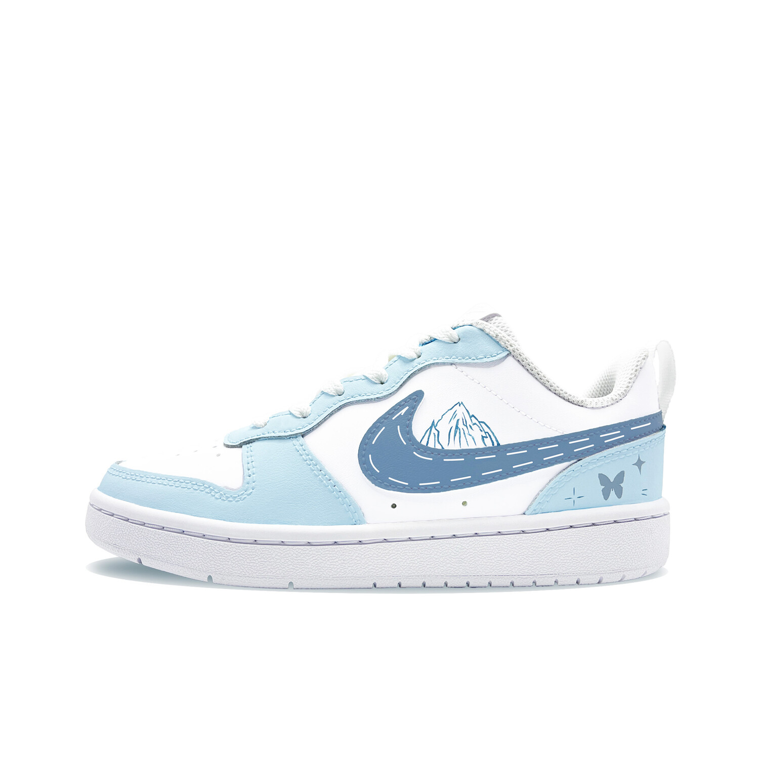 

Кроссовки Nike Court Borough Kids' Skateboarding Shoes Grade School, синий/белый