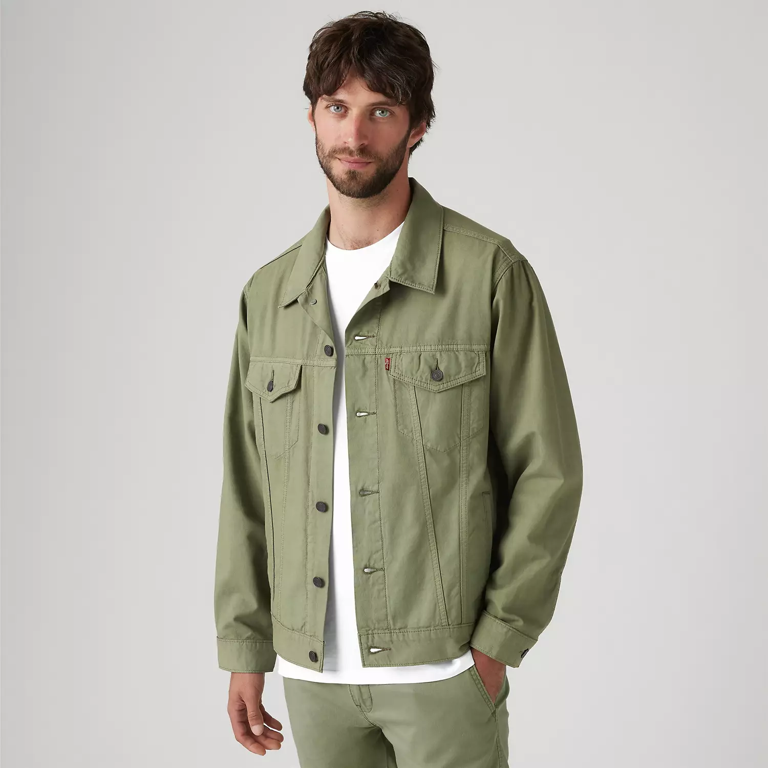

Куртка Trucker свободного кроя из хлопка и льна Levi's, цвет Deep Lichen Green - Green