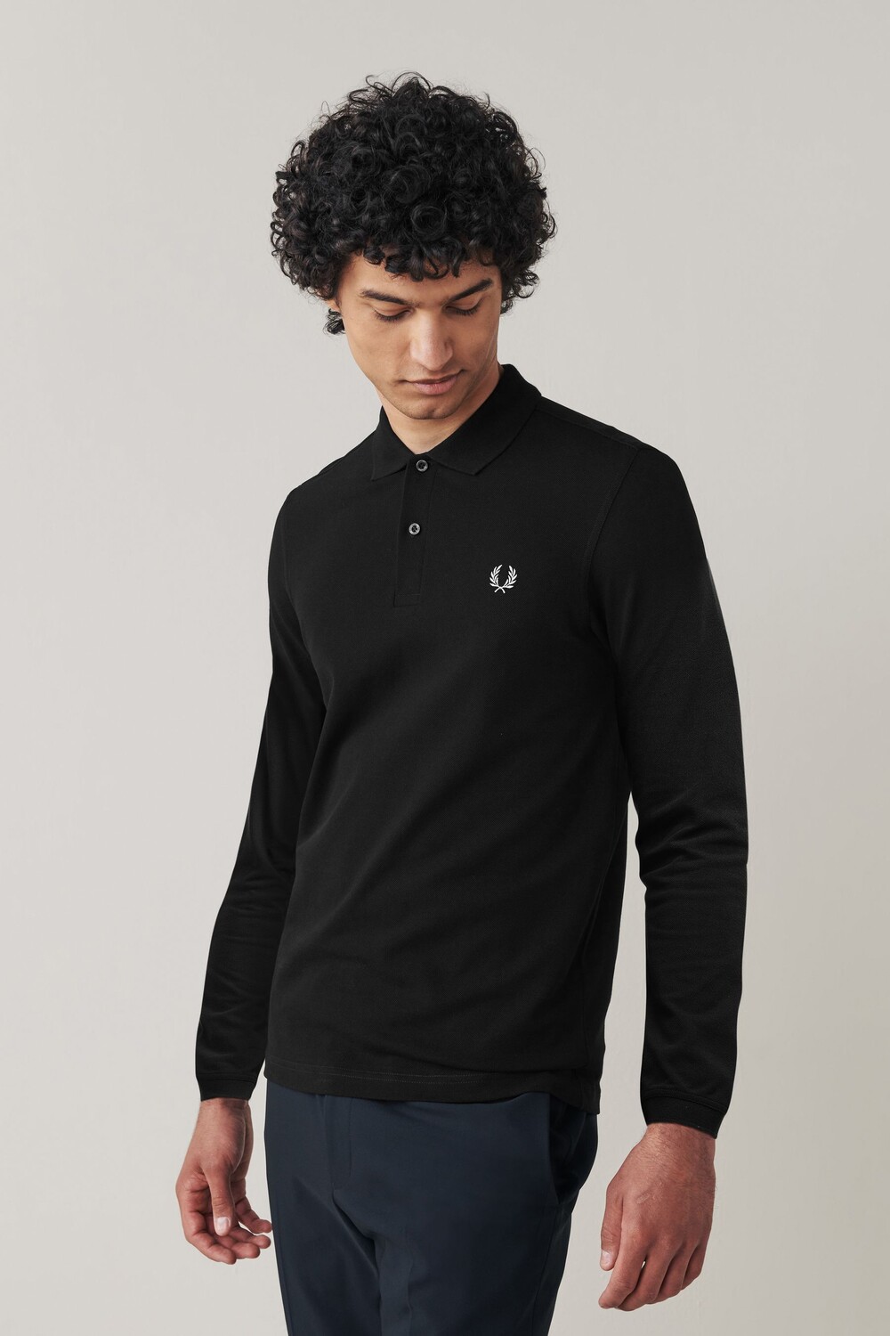 

Однотонная рубашка-поло с длинными рукавами Fred Perry, черный