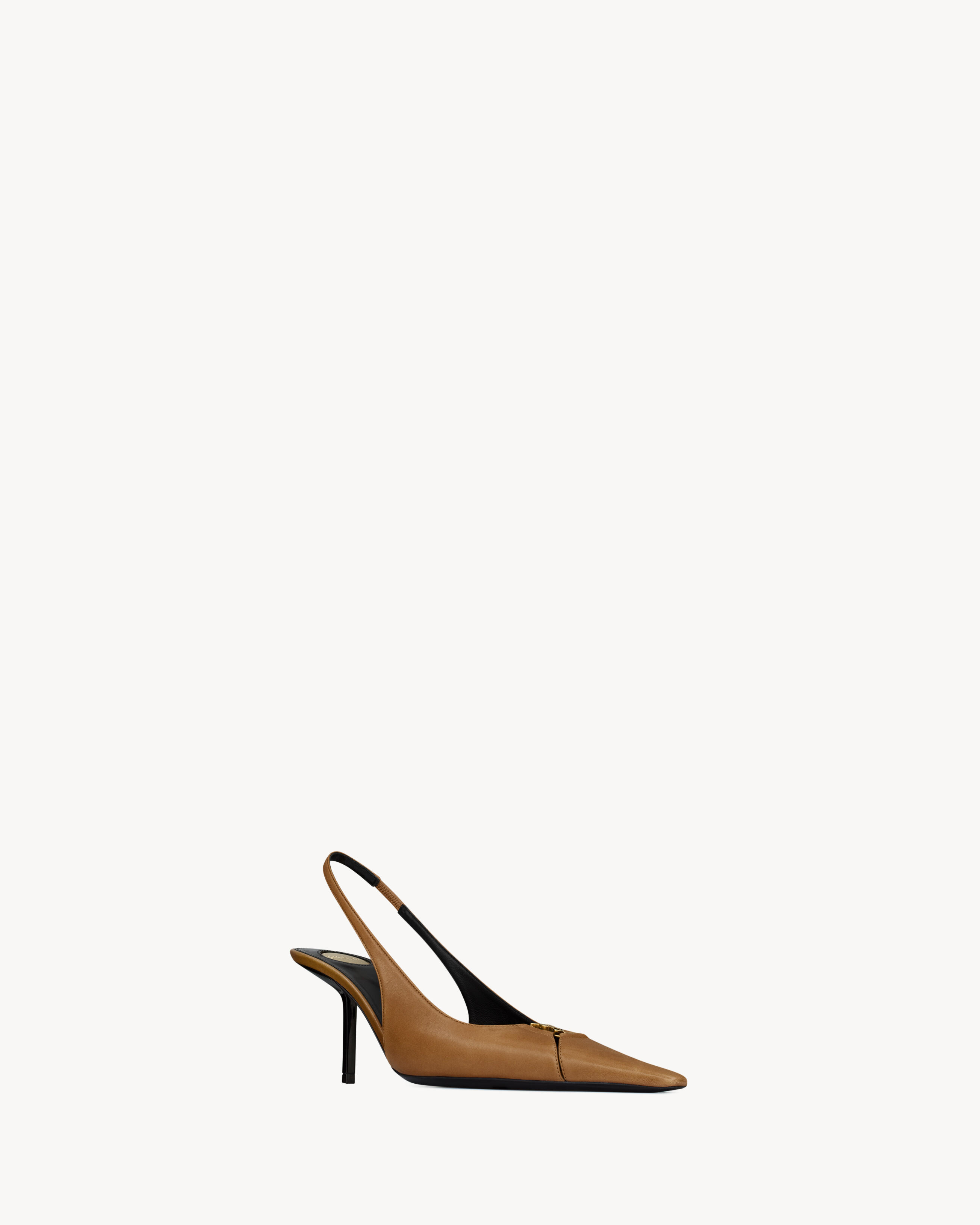 Туфли-лодочки BABYLONE BRETEUIL с открытой пяткой из гладкой кожи Saint Laurent, коричневый — фото 3