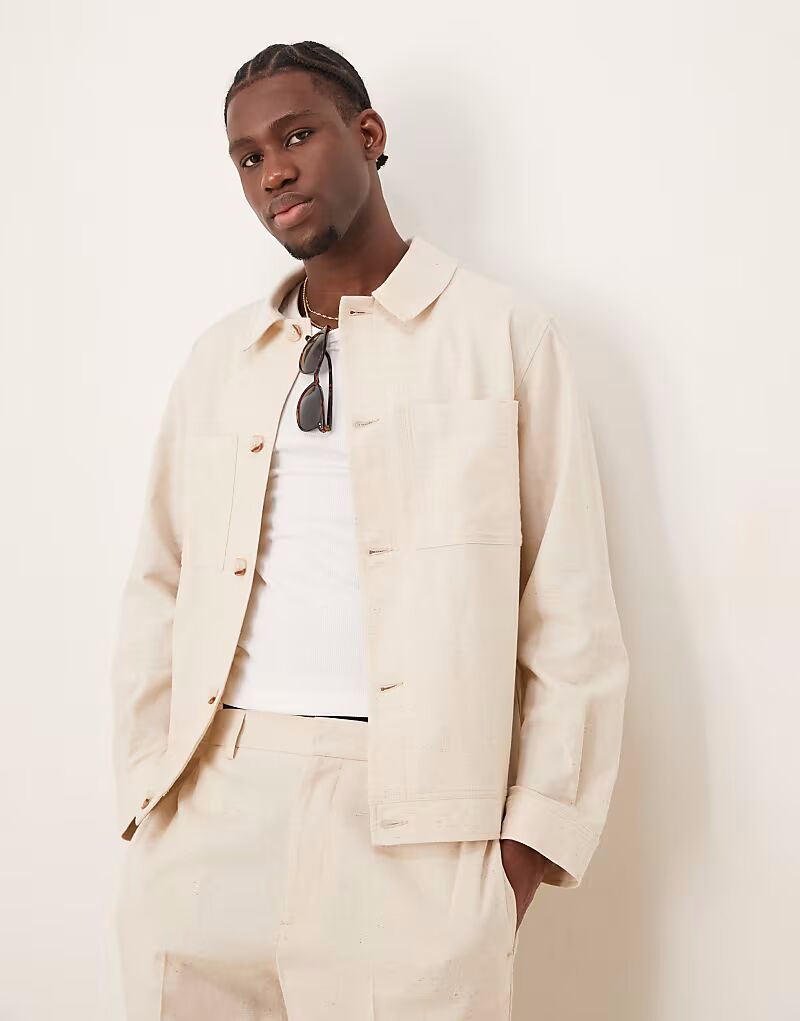 

Элегантная хлопковая куртка цвета «песок» Asos Design
