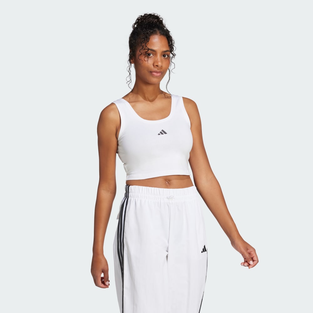 Топ Adidas Essentials Small Logo Cotton Lifestyle Tank Top, белый/черный — фото 3