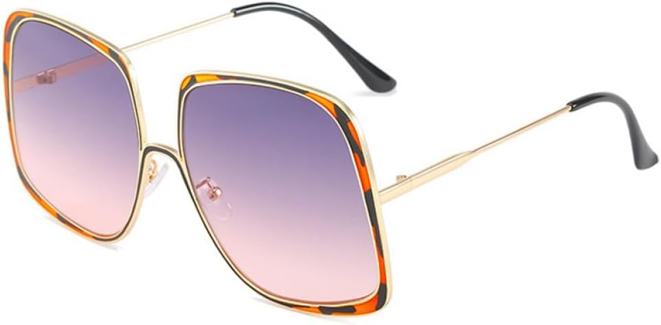 

Модные квадратные солнцезащитные очки для женщин, винтажные, из сплава, увеличенного размера, с леопардовым градиентным принтом, элегантные женские солнцезащитные очки MTZJH, Gray Pink