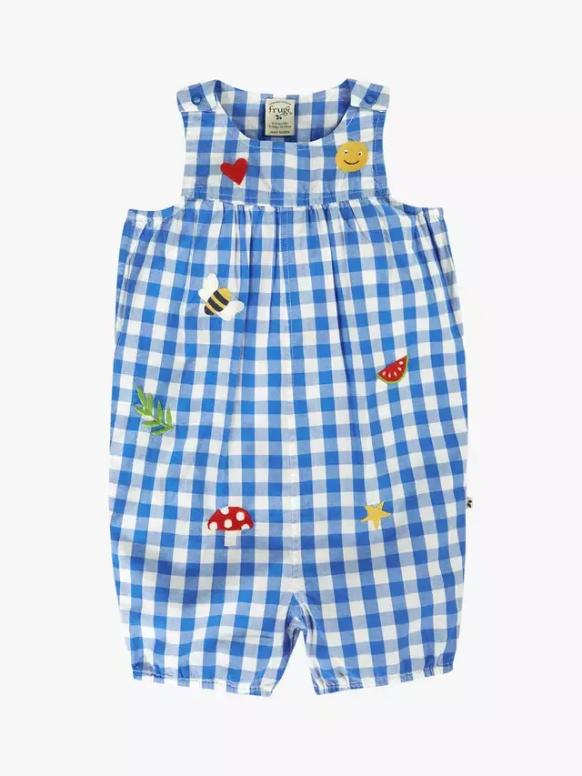 Детский летний короткий комбинезон, кобальтовая клетка/Happy Frugi