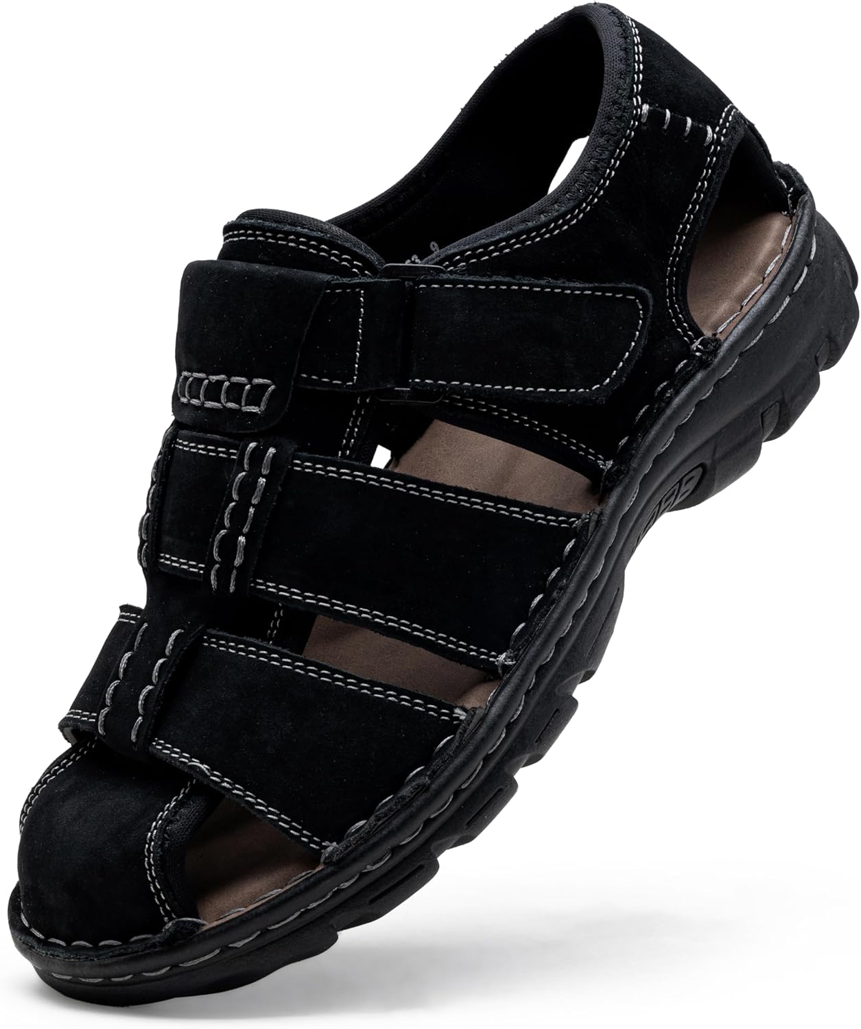 

Мужские сандалии Jousen, кожаные, с открытым носком, пляжные сандалии для активного отдыха, летние спортивные и походные сандалии, черный