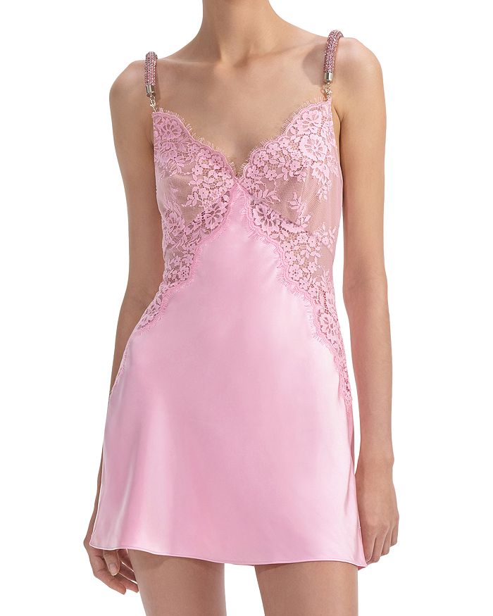 

X Christopher Kane кружевное атласное мини-платье Self-Portrait, розовый