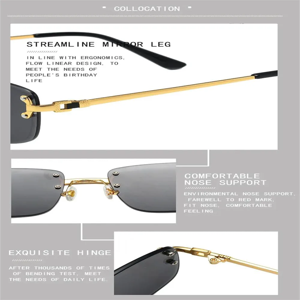 

Винтажные солнцезащитные очки без оправы с металлическими заклепками для женщин и мужчин, в стиле панк, популярные очки с градиентным переходом цвета LOVQZAOF, 3