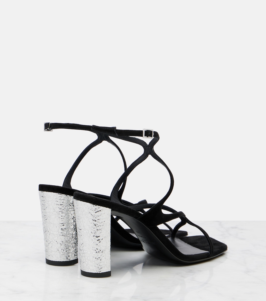 Ази 85 декорированные замшевые сандалии Jimmy Choo, Black/Silv — фото 2