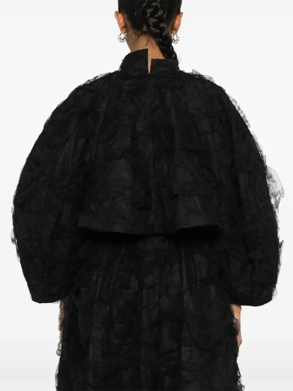 Укороченный жакет со вставками из тюля Comme Des Garcons, черный — фото 4