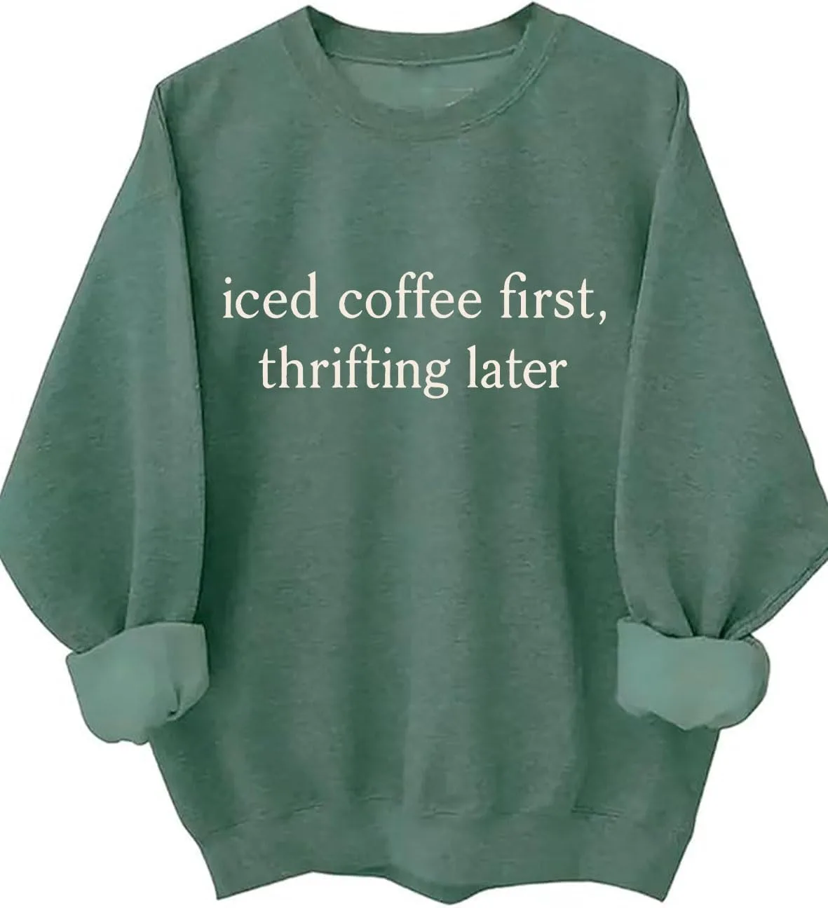 

Свитшот Iced Coffee First Thrifting Later, винтажный Batclock