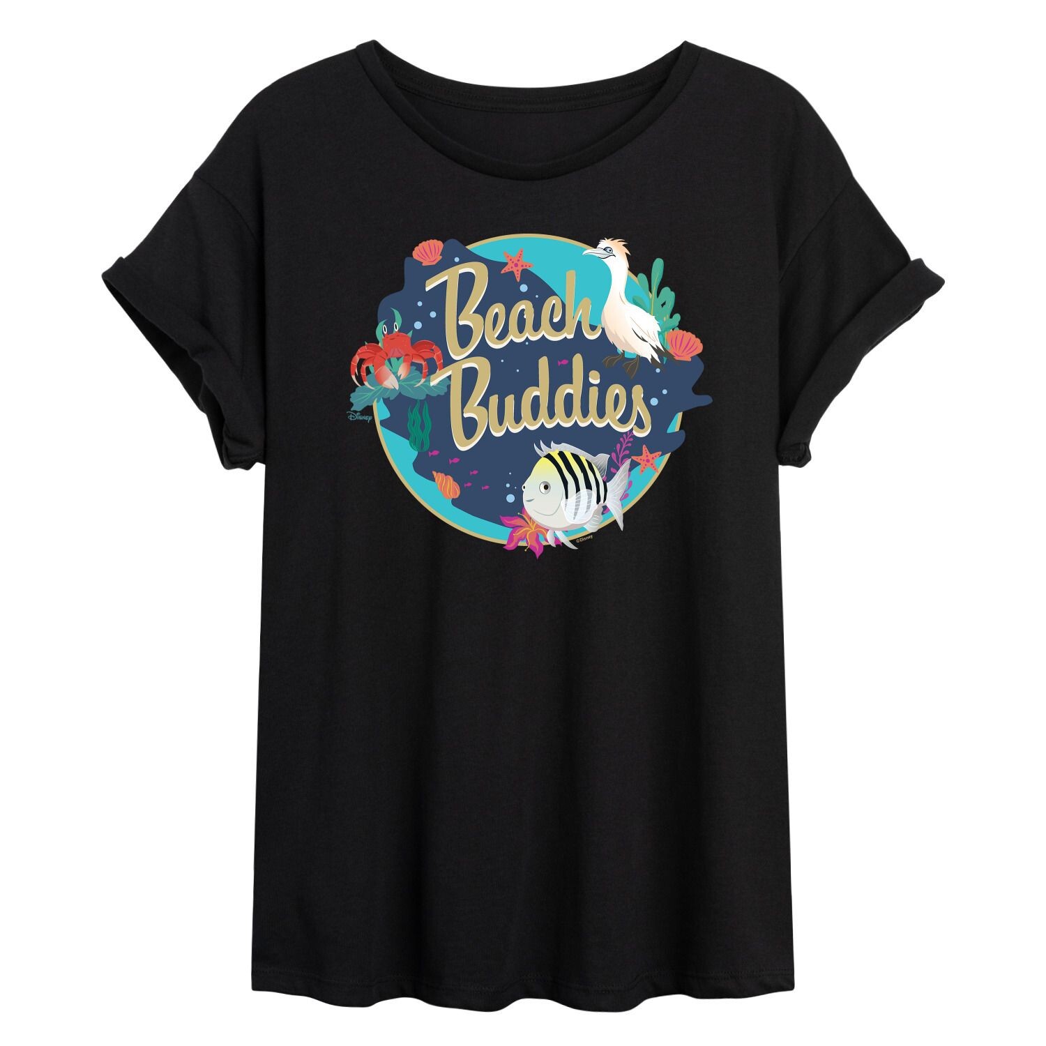 

Струящаяся футболка Disney's The Little Mermaid Beach Buddies для юниоров Licensed Character, черный