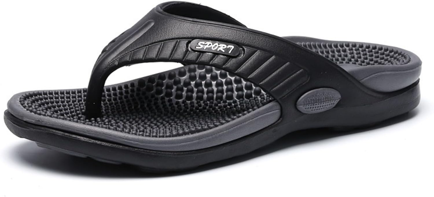 

Сланцы для мужчин и женщин, легкие массажные сандалии с акупунктурой, летние дышащие пляжные туфли с поддержкой свода стопы, повседневные тапочки для облегчения подошвенного фасциита, универсальные Lghlmcl, черный