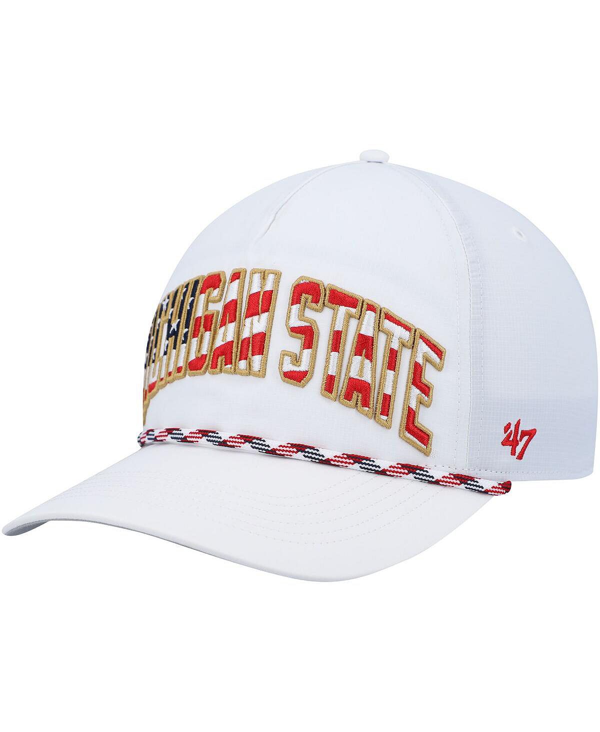 

Мужская белая кепка '47 Michigan State Spartans со звездами и полосками и флагом Flutter Hitch Snapback '47 Brand