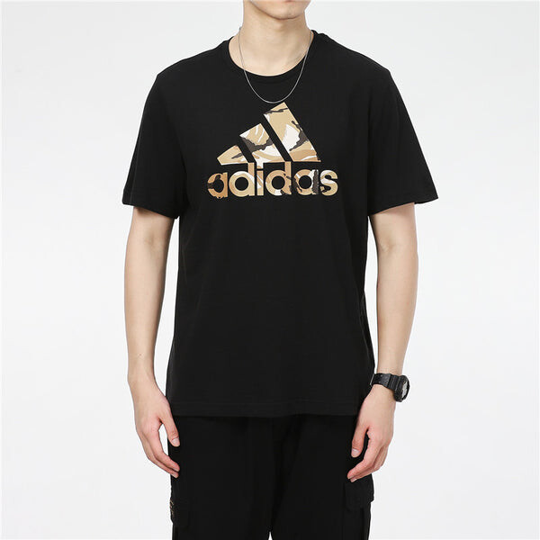 Футболка m camo t камуфляжная печать логотипа спортивная с коротким рукавом Adidas, черный — фото 3