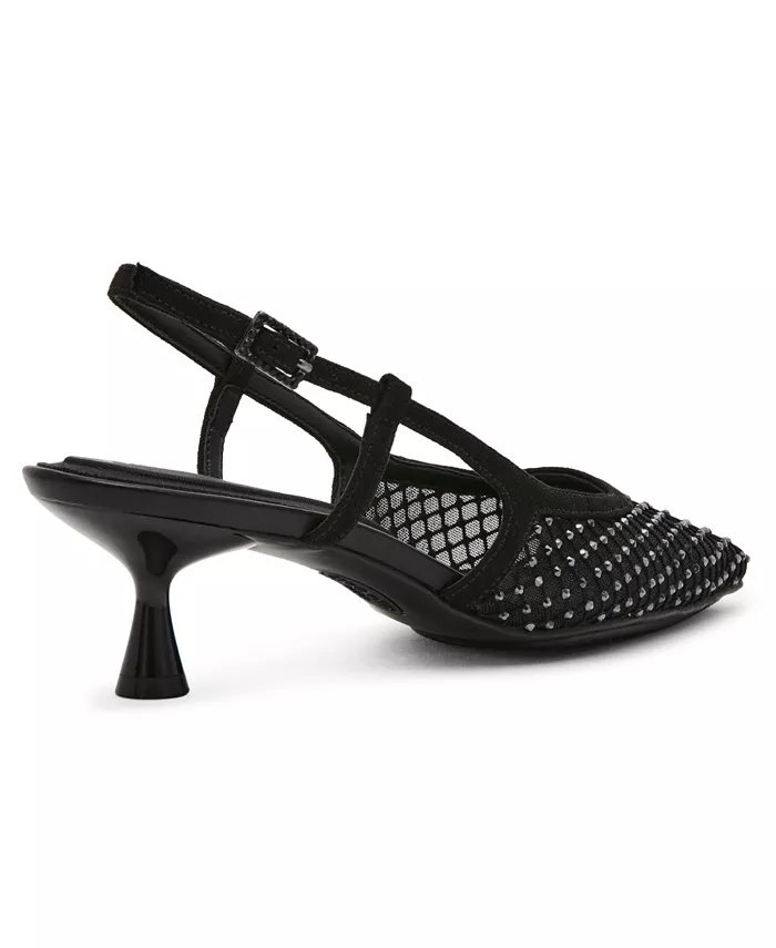 Женские босоножки-лодочки Thia с меховой отделкой и стразами Anne Klein, серый — фото 3