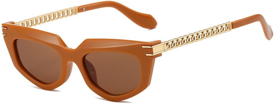 

Солнцезащитные очки Polygon Cat Eye для женщин, роскошные, с защитой от УФ-излучения UV400, в стиле ретро с металлической цепочкой, солнцезащитные очки для мужчин, сине-зеленые TKKTLLT, Tea Tea