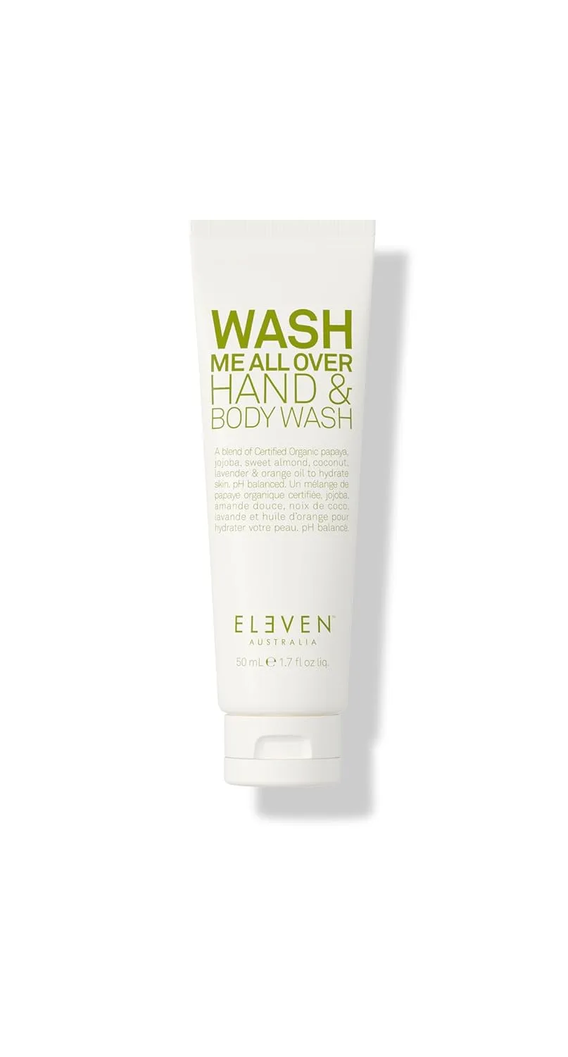 ELEVEN AUSTRALIA Wash Me All Over увлажняющее мыло для рук и тела для мягкой кожи, мягкое очищение для женщин и мужчин, подходит для всех типов кожи, освежающий аромат 50 мл (1 шт.), light, golden‑amber, translucent gel
