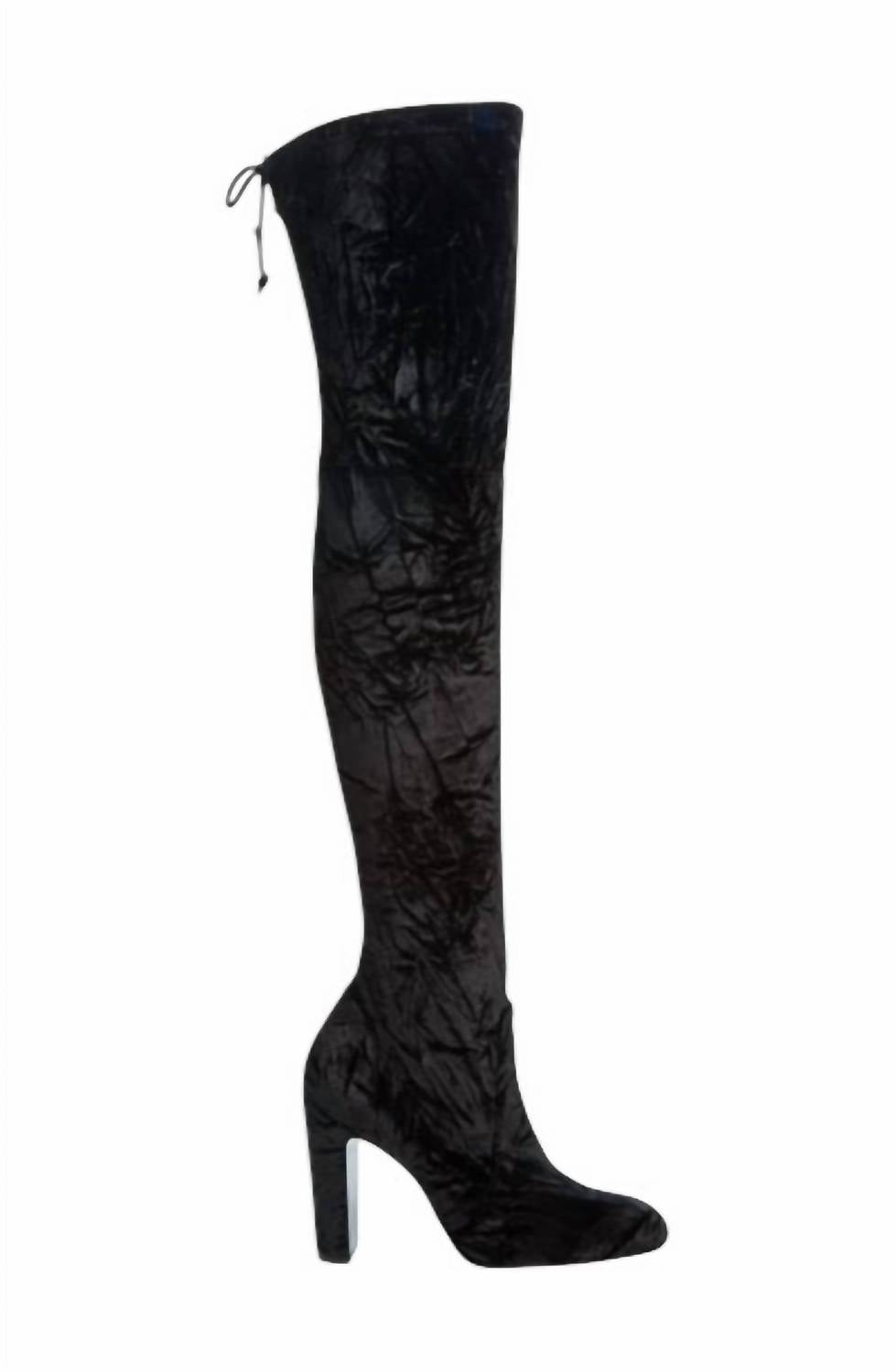 Женские черные эластичные замшевые ботинки Vidaland Stretch Crushed Velvet Stuart Weitzman — фото 3