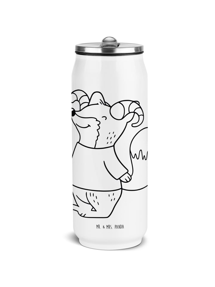 

Mr. & Mrs. Panda Бутылка для воды с изображением знака зодиака Овен, без надписи, белого цвета